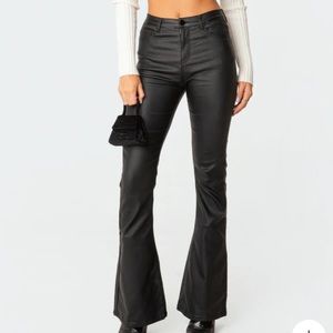 Edikted Luna Faux Leather Flare Jeans